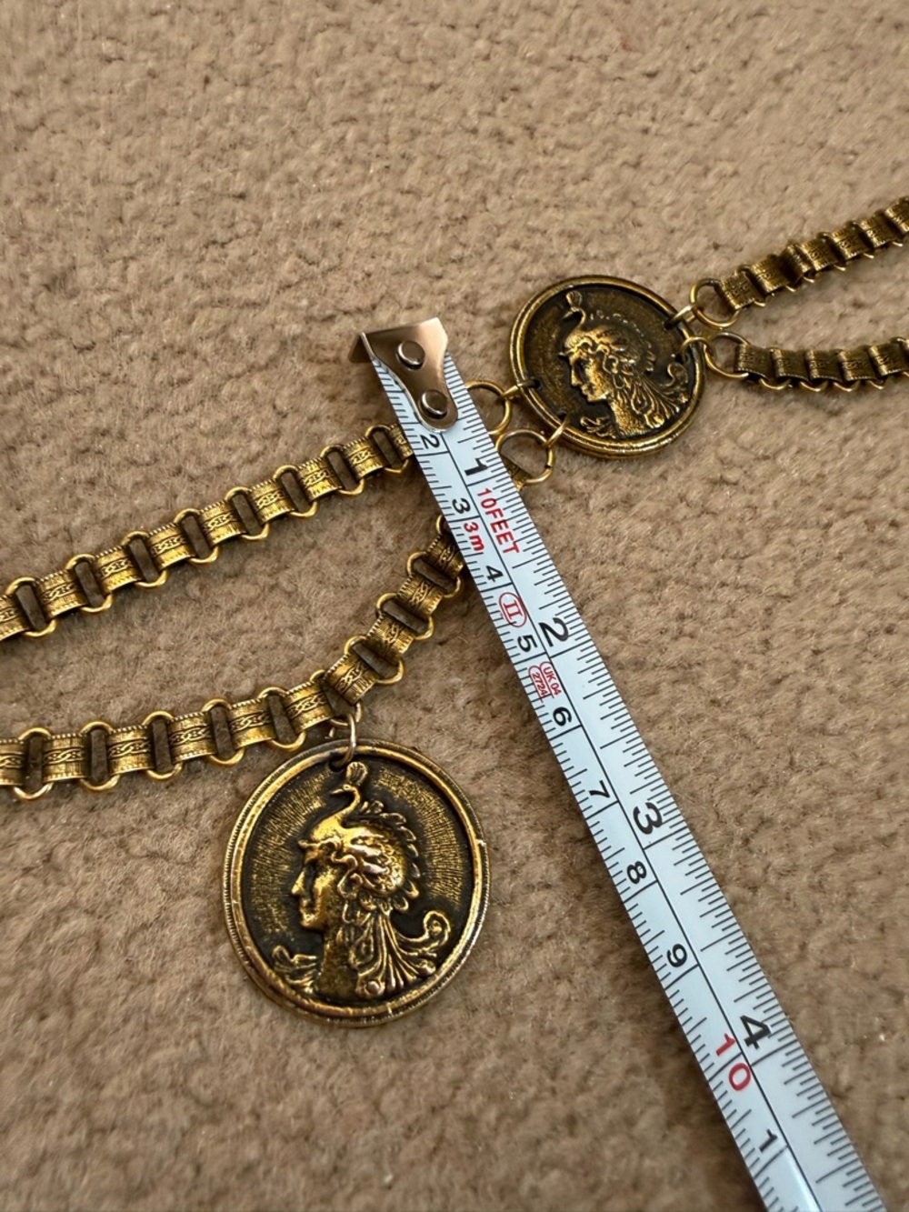 Vintage Victorian antique Gold Greek God Queen Hera Festoon chain belt - Picture 7 of 17